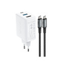 Acefast 2in1 charger GaN 65W USB Type C / USB, adapter adapter HDMI 4K @ 60Hz (set with cable) white Acefast 2in1 charger GaN 65W USB Type C / USB, adapter adapter HDMI 4K @ 60Hz (set with cable) white