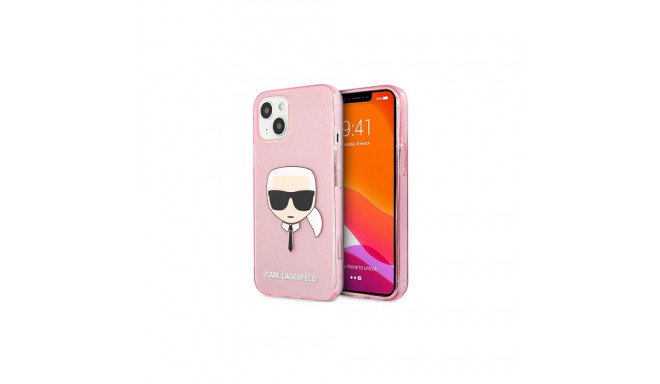 Karl Lagerfeld Glitter Karl&#39;s Head Case for iPhone 13 mini - Pink