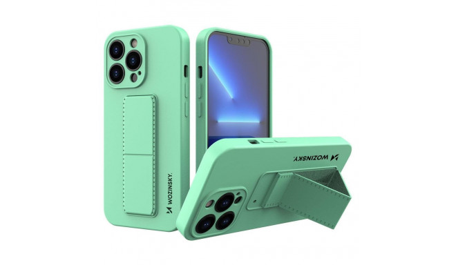 Wozinsky Kickstand Case iPhone 13 mini silicone case with stand mint