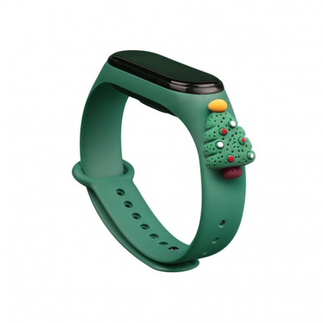 Strap Xmas for Xiaomi Mi Band 3 / 4 Christmas Silicone Strap Bracelet with Christmas Tree - Dark Gre