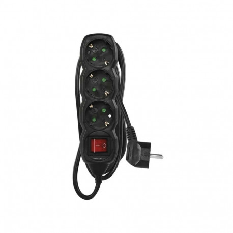 Power Strip SCHUKO with switch – 3 sockets, 1.5m, black, 1,5mm²