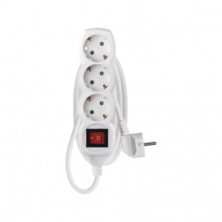 Current Extension cable 1.5m, 3x1.5 mm² 3 sockets + switch white