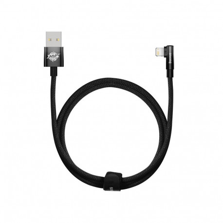 Cable USB A Plug - IP Lightning Plug 90° Angled 1.0m 20W 2.4A, Black MVP Elbow BASEUS