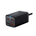 Lauapõhine kiirlaadija GaN3 Pro 65W 2xUSB + 2xUSB-C QC4+ PD3.0 koos USB-C 1,5m kaabliga, must
