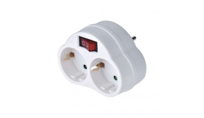Adapter SCHUKO kahe pistiku + 1 lülitiga