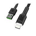 Green Cell Set of 3x Apple Lightning Fast Charging Cable with White LED Backlight 2m