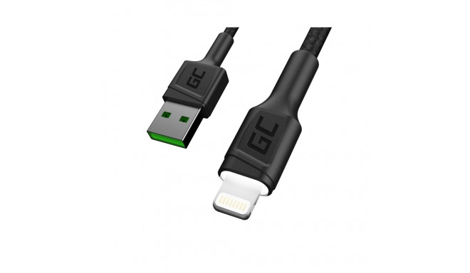Green Cell Set of 3x Apple Lightning Fast Charging Cable with White LED Backlight 2m