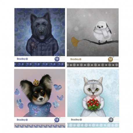 Koolivihik A5+ 20joont, 12 lehte, Lucky Laika, 4 motiivi, tugeva kaanega