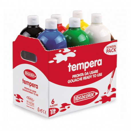 Guašš 1000ml x 6 värvi Fibracolor