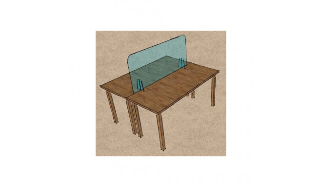 Kaitseklaas / kaitseekraan COVIDSCREEN C003 kahe töökoha eraldamiseks, 120x65(H)x20cm, 2 tugijalga, 