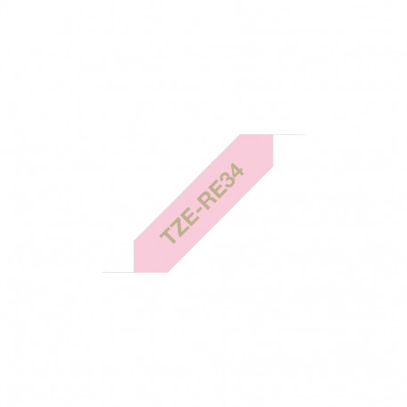 Kleepkirjalint Brother TZE-RE34 kaunistusteks sobiv mitteliimuv lint, roosa, kuldne tekst, laius 12m