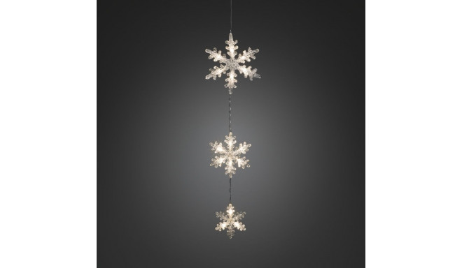 Akrüülist lumehelveste komplekt, L-60cm, 21/17/13cm, riputatav; 15wwLED tulega, läbipaistev kaabel