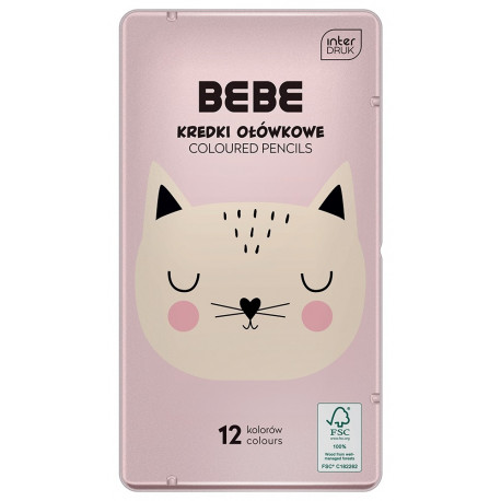 Värvipliiats BEBE Friends G FSC100 12 värvi metallkarbis assortii Interdruk