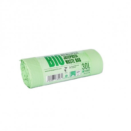 Prügikott komposteeritav / biolagunev 30l (50x52cm) 16 mic, 20tk/rullis, tähtpõhi, BioBag