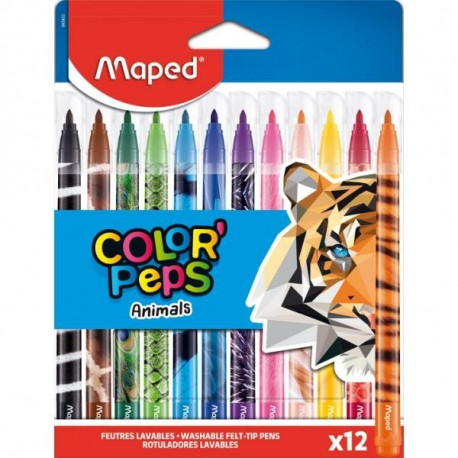 Viltpliiats ColorPeps Animals 12 värvi, Maped