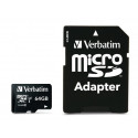 Mälukaart Secure Digital Verbatim MicroSDXC 64GB Pro Class10 UHS-I U3 r90MB/sec w45MB/sec + SD-adapt