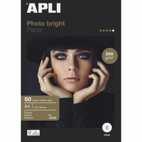Fotopaber A4 läikiv APLI Photo Bright 200g, 50lehte pakis
