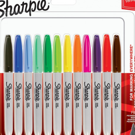 Marker permanent Sharpie, 12 värvi F