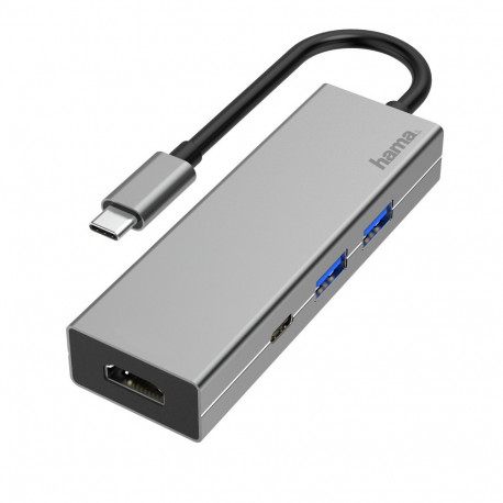 Port replikaator Hama USB-C Multiport Adapter 4-porti -  2xUSB3.1/HDMI 4K@30Hz/USB-C USB3.2 Gen1 Pow