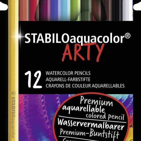 Akvarellpliiats Stabilo aquacolor ARTY, 12 värvi