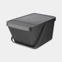 Prügikast 20L, Brabantia, Sort/Go virnastatav, kaanega, K-22,5cm, L-28cmx S-45cm/ Grey, hall plastik