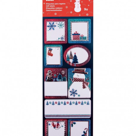 Kleepsud jõulupakile Lumememm, glitter, 9 tk, Apli