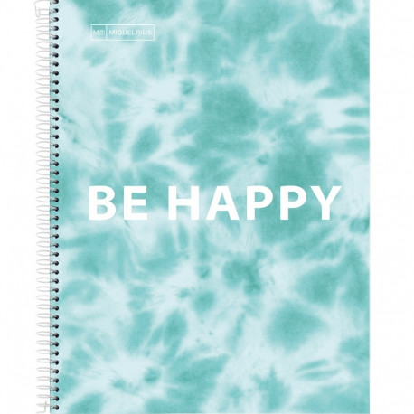 Kaustik A4 120l joon spiraal 4-ne augustus, 4-värvi register, kartong kaaned TIE DYE BLUE Miquelrius