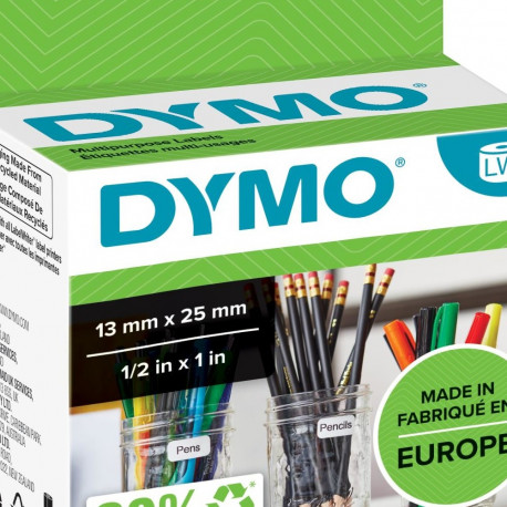 Kleepkirjalint Dymo 13x25mm (rullis 1000 etiketti) Permanent adhesive - valge