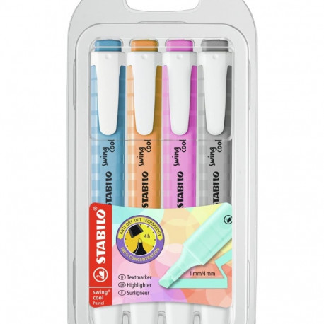Helestusmarker 1-4mm, pastell 4värvi/komp Stabilo SWING cool 275 / 4-08-2