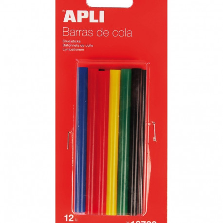 Liimipüstoli liimipulk 7,5mm, 10cm, assortiivärvid, 12tk pakis, Apli