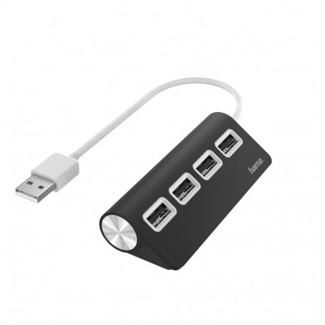 USB-Hub 2.0 Hama 4 porti, must, USB-toide, kuni 480Mbps, Windows 10/8/7 ja Mac OS 10.8 või uuem