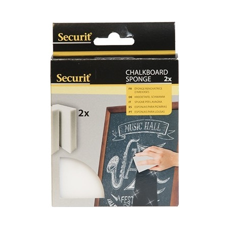 Tahvlipuhastuskäsn SECURIT Magic cleaning sponge, kriidi- ja klaastahvlile, 2,5x6x10,5cm/ 2tk kompl.