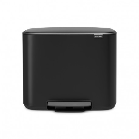 Prügikast 3x11L pedaaliga, Brabantia, BO, K-44cm, L-54xS-36,5cm/ Matt Black, matt must