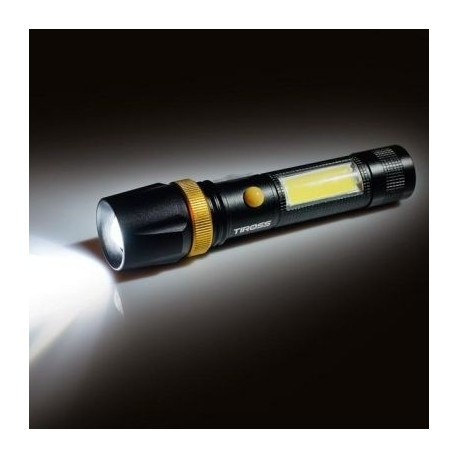 Taskulamp TIROSS TS-1886 laetav, professionaalne, 10W LED, 450lm, otsmise -ja külgmise lambiga, Li-i