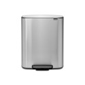 Prügikast 2x 30L, Brabantia, BO pedaaliga, K-65,2cm, L-54,1xS-36,3cm/ Matt Steel FPP, matt teras