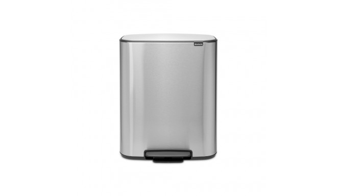 Prügikast 2x 30L, Brabantia, BO pedaaliga, K-65,2cm, L-54,1xS-36,3cm/ Matt Steel FPP, matt teras