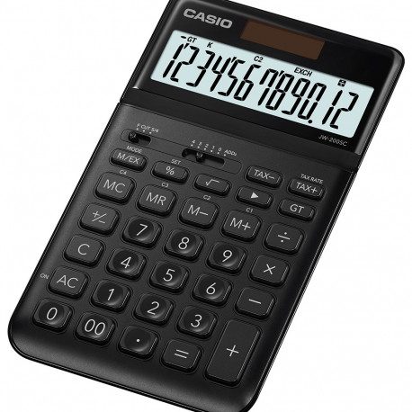 Lauakalkulaator Casio JW-200SC Black/must metall 12-kohaline kallutatav ekraan, tava- ja päikesepata