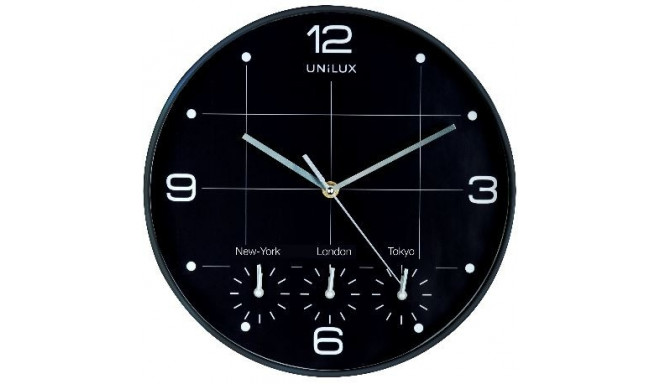 Seinakell UNILUX OnTime, 4 erinevat ajatsooni; must; D-30,5cm/koos patareiga