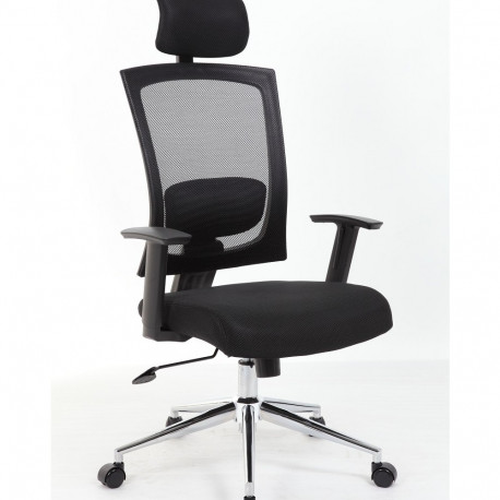 Töötool MADISON 5192 peatoega, must võrkseljatugi/ must võrkkangas+ kroom. jalarist