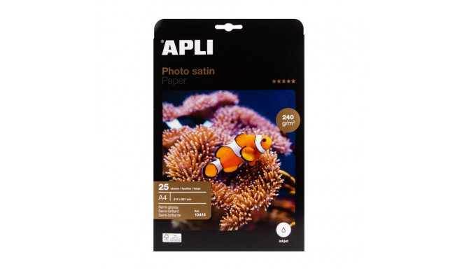 Fotopaber A4 Apli, 240g Photosatin poolmatt , 25lehte pakis, tindiprinterile