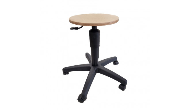 Töötool/töötaburet LABORI ilma seljatoeta,H40-66cm, istme D-32cm, ratastega/ lakitud vineer+ must