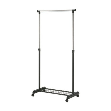 Stange riietele FRANK kingariiuliga 12983, ratastega, L-83xK93,5-168xS-43cm/ must-kroom