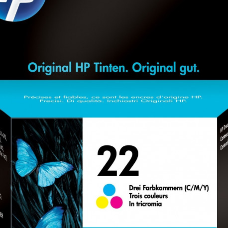 Tint HP C9352A No.22 värvi 5ml 165lk@5% Deskjet D1560/ D2360/ D2460/ F325/ F2180/ F2280/ F4180, Offi