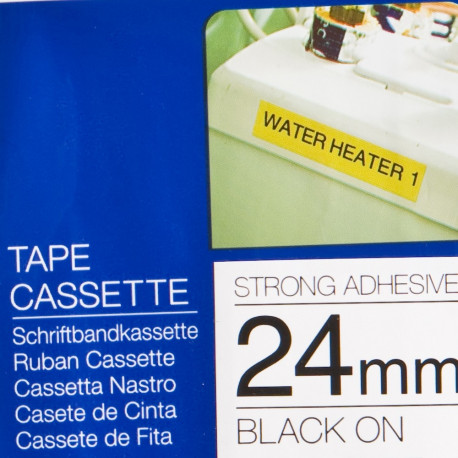 Kleepkirjalint Brother TZE-S251 Strong Adhesive valge, must tekst, laius 24mm