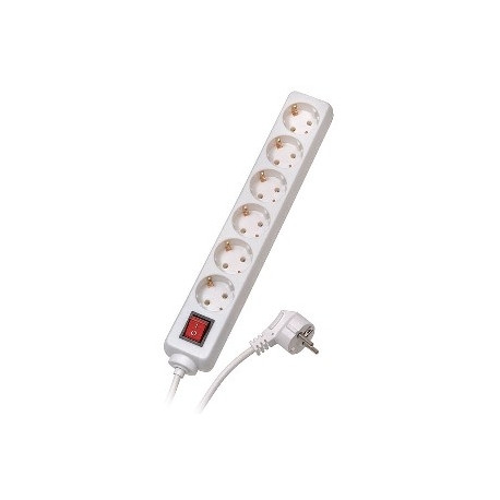 Pikendusjuhe 1,5 meetrit 6 pesa,VALGE, maandusega, lülitiga Acuma