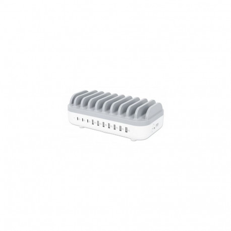 Manhattan 10-pordiline USB laadimisjaam 120W valge/hall
