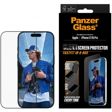 Kaitseklaas PanzerGlass iPhone 17/16 Pro UWF Fastfit in-a-box