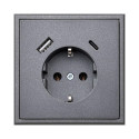 SOCKET+USB A+C IUK-3-01.M/BM MODERN BL