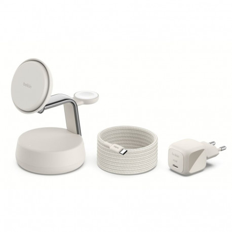 Belkin 3-in-1 magnetiline laadimisjaam UltraCharge Pro 25W Qi2 WIZ040kqSD, valge