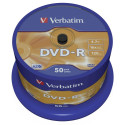 1x50 Verbatim DVD-R 4,7GB 16x Speed, matt hõbedane